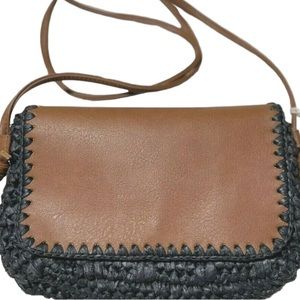 Boho Bag Festival Crossbody Bag Woven 7x10 Strap Drop 24” Greyish Blue